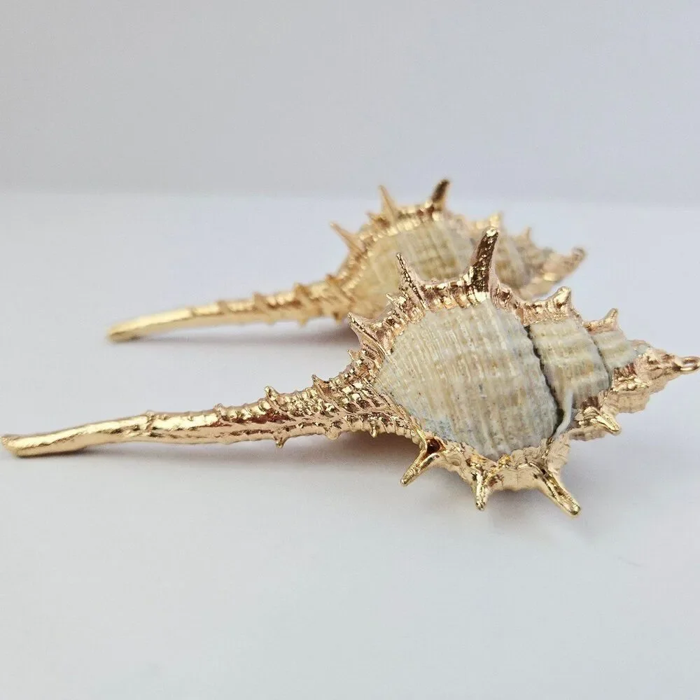 2 Large Natural Shell Charm Pendants for Jewelry Making Craft Supply Earrings